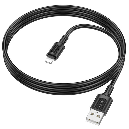Cabo de Dados e Carregamento USB-A - Lightning Borofone BX111 Feliz, 18W, 1m, Preto