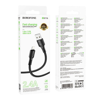 Cabo de Dados e Carregamento USB-A - Lightning Borofone BX116 Certain, 18W, 1m, Preto