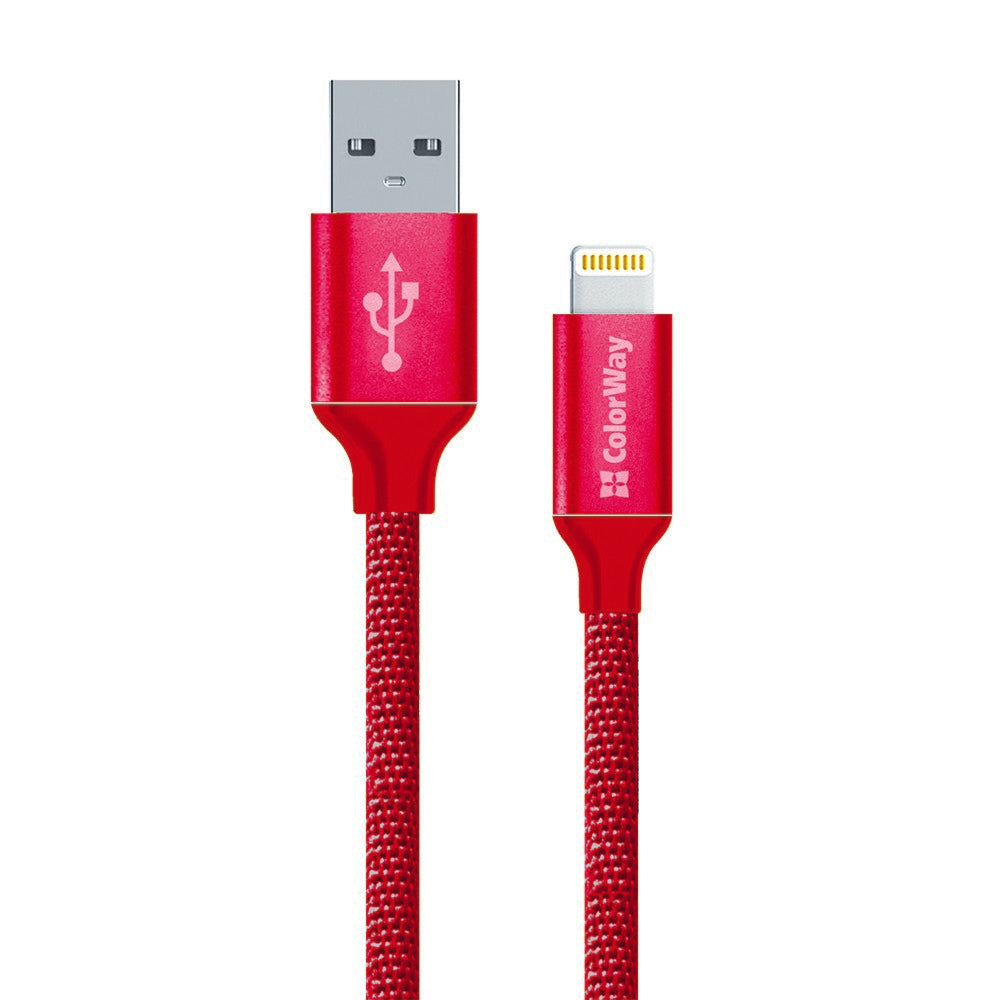 Cabo de Dados e Carregamento USB-A - Lightning ColorWay CW-CBUL004, 18W, 1m, Vermelho