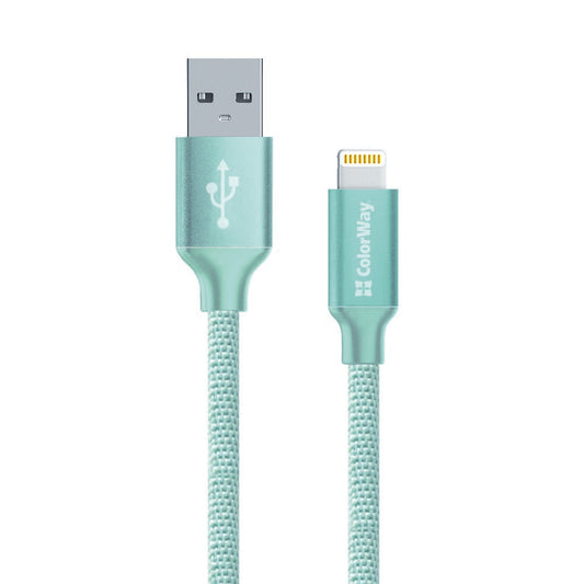 Cabo de Dados e Carregamento USB-A - Lightning ColorWay CW-CBUL004, 18W, 1m, Verde
