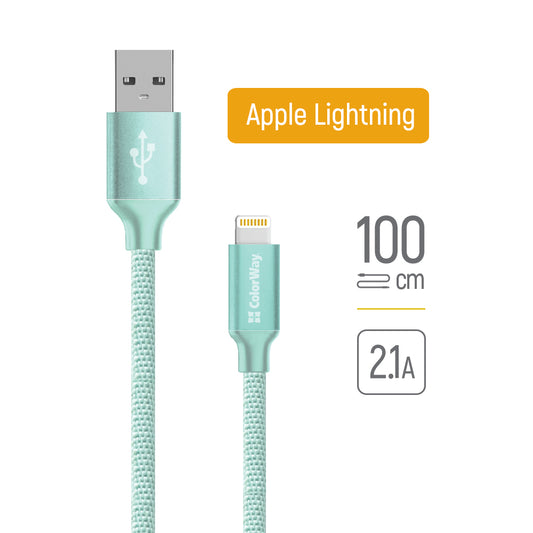 Cabo de Dados e Carregamento USB-A - Lightning ColorWay CW-CBUL004, 18W, 1m, Verde