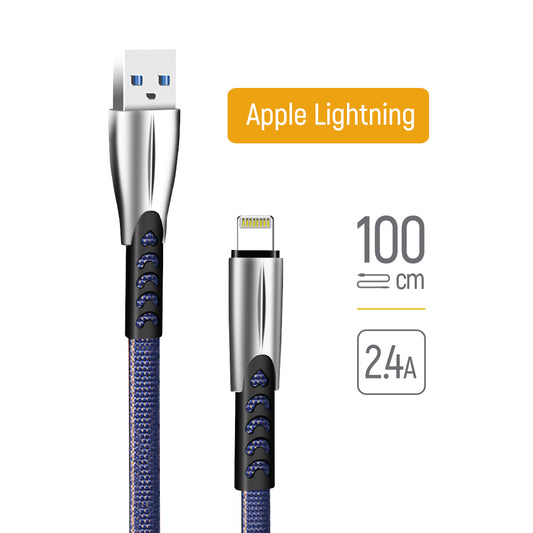 Cabo de Dados e Carregamento USB-A - Lightning ColorWay CW-CBUL010, 18W, 1m, Azul