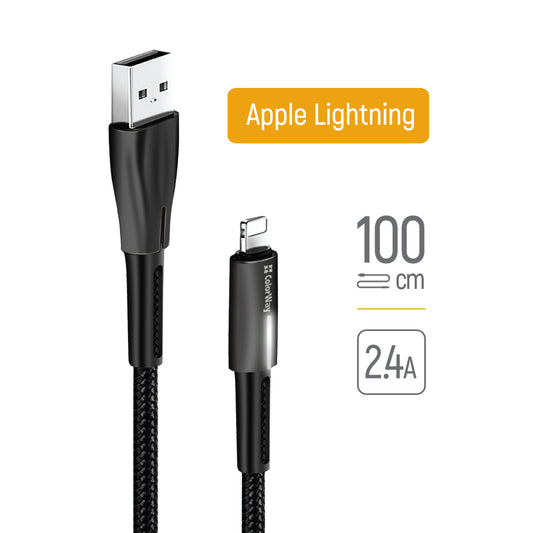 Cabo de Dados e Carregamento USB-A - Lightning ColorWay CW-CBUL035, 18W, 1m, Preto