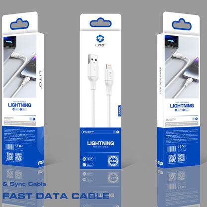Cabo de Dados e Carregamento USB-A - Lightning Lito LD06L, 18W, 1m, Branco