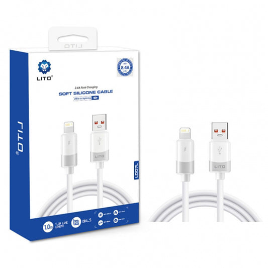 Cabo de Dados e Carregamento USB-A - Lightning Lito LD07, 60W, 1m, Branco