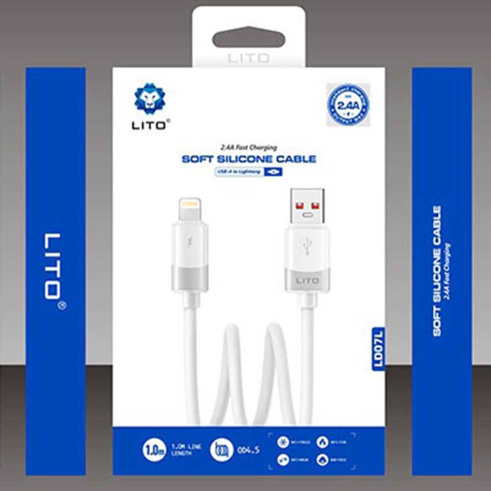 USB-A to Lightning Data and Charging Cable Lito LD07, 60W, 1m, White