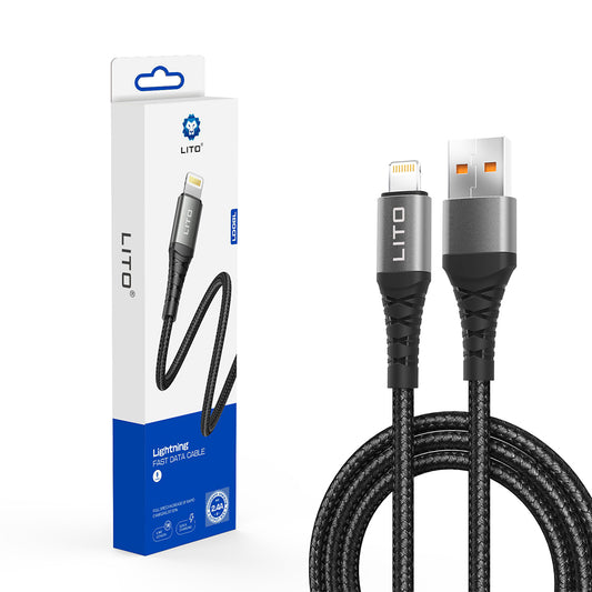 Cabo de Dados e Carregamento USB-A - Lightning Lito LD08L, 18W, 1m, Preto