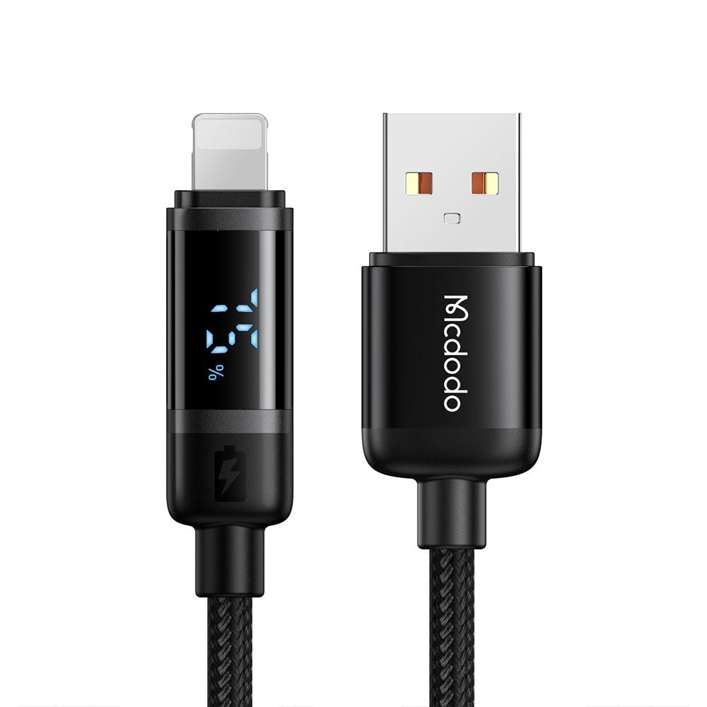 USB-A to Lightning McDodo CA-5000 Bat Display Data and Charging Cable, 18W, 1.2m, Black