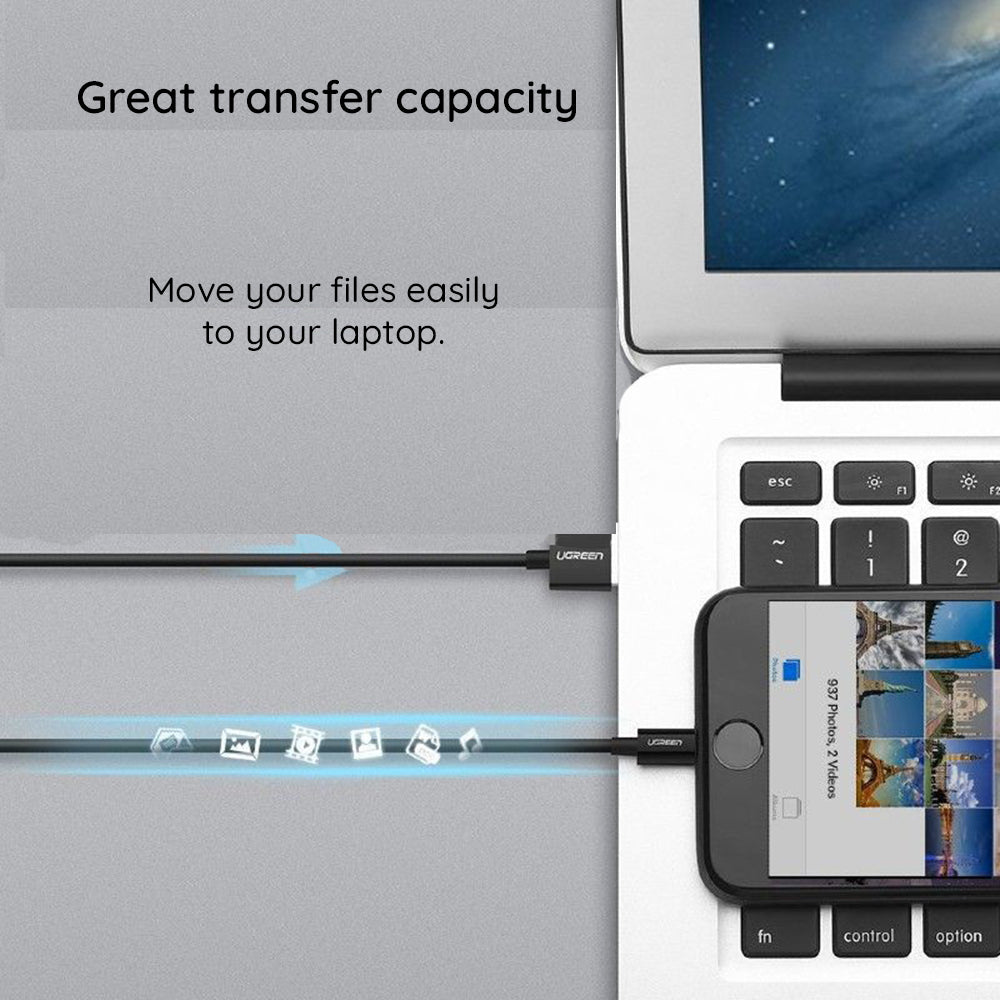 Cabo de Dados e Carregamento USB-A - Lightning UGREEN 80823, 18W, 2m, Preto