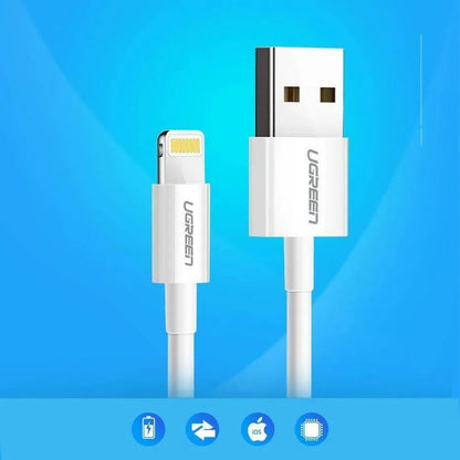 Cabo de Dados e Carregamento USB-A - Lightning UGREEN US155 (20728), 18W, 1m, Branco