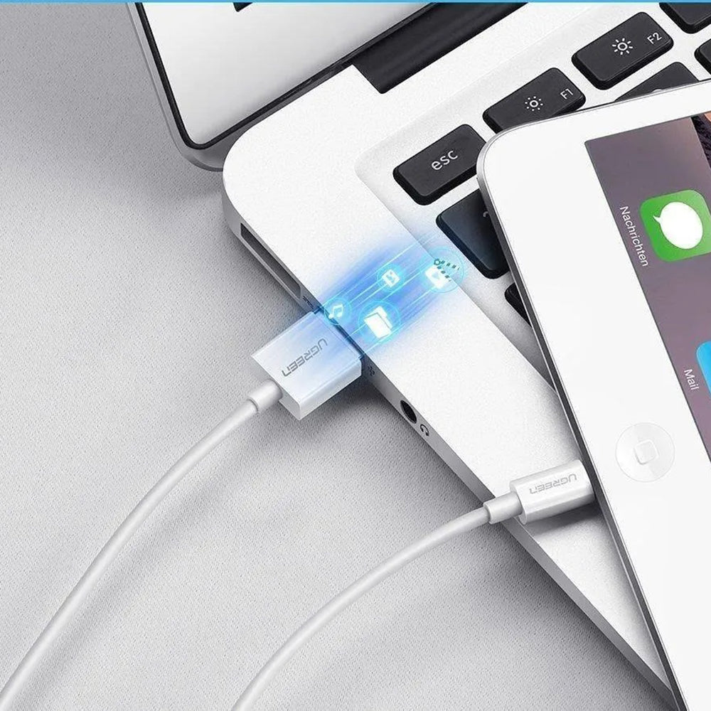 Cabo de Dados e Carregamento USB-A - Lightning UGREEN US155 (20728), 18W, 1m, Branco