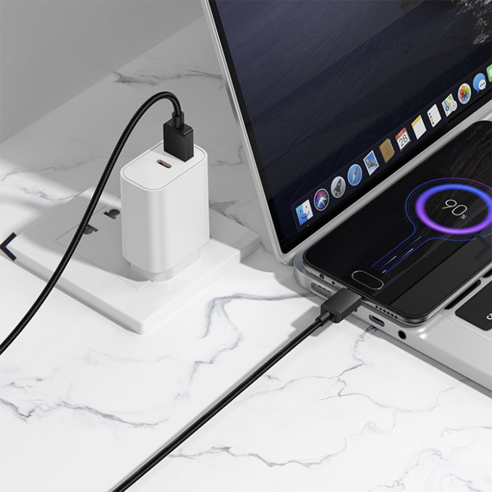 Cabo de Dados e Carregamento USB-A - microUSB Borofone BX120 Placer, 18W, 1m, Preto