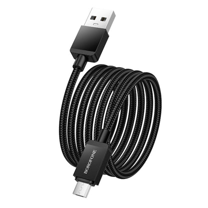 Cabo de Dados e Carregamento USB-A - microUSB Borofone BX120 Placer, 18W, 1m, Preto