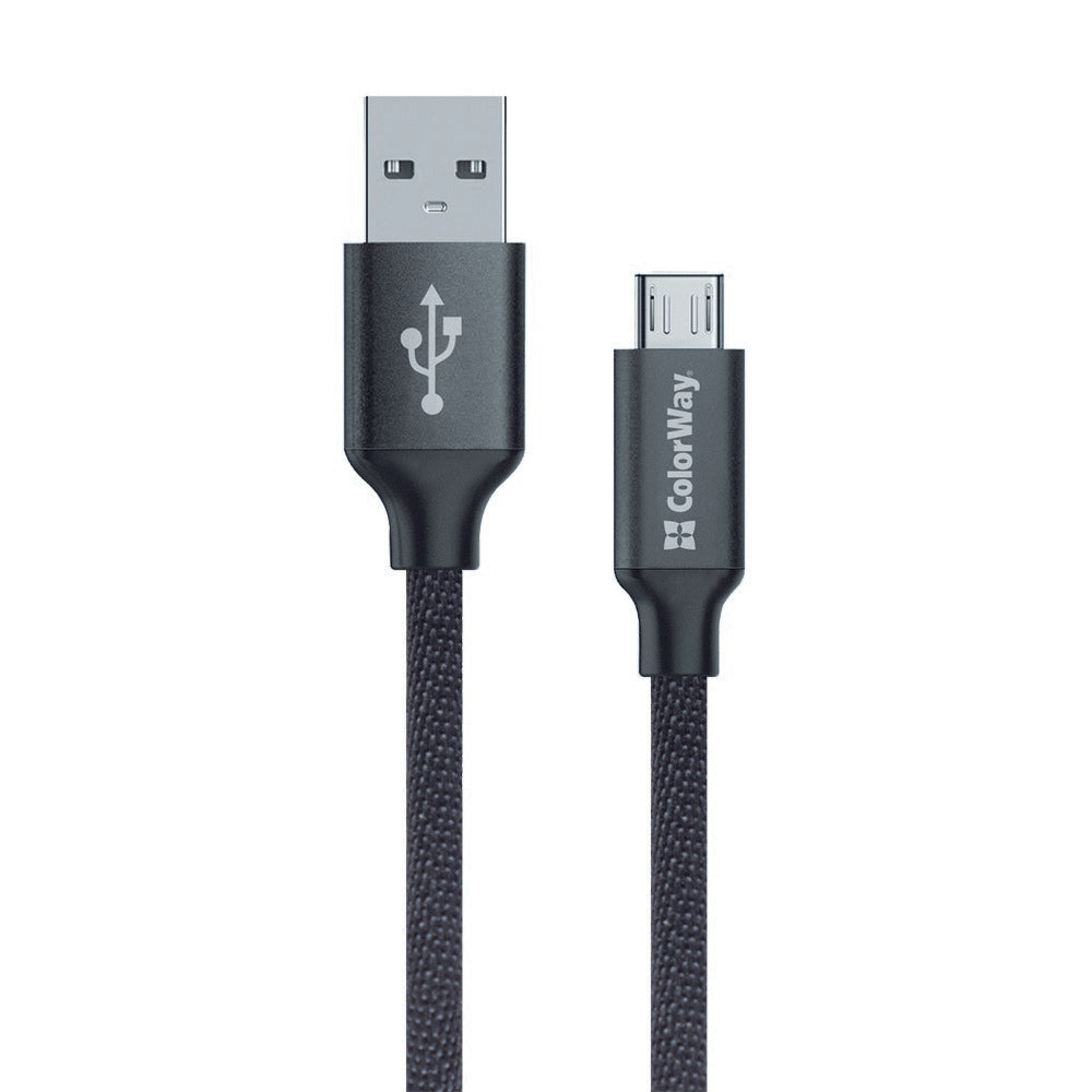 USB-A to microUSB Data and Charging Cable ColorWay CW-CBUM002, 18W, 1m, Black