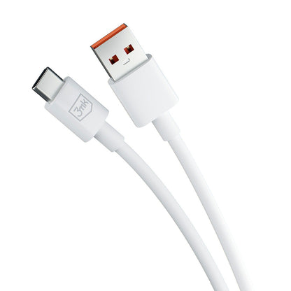 Cabo de Dados e Carregamento USB-A - USB-C 3MK Hyper, 60W, 1.2m, Branco