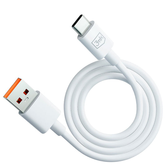Cabo de Dados e Carregamento USB-A - USB-C 3MK Hyper, 60W, 1.2m, Branco