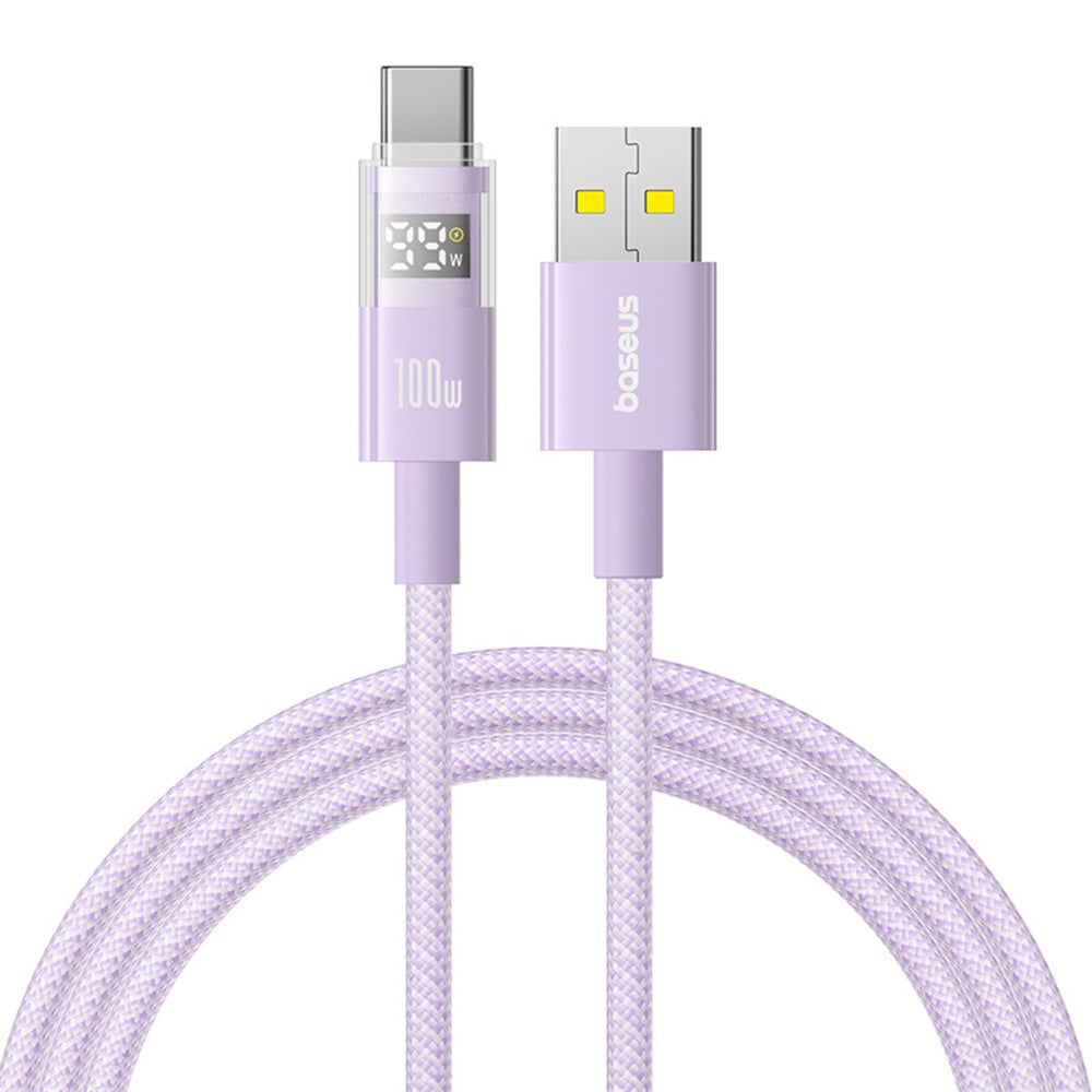 Cabo de Dados e Carregamento USB-A - USB-C Baseus Display 2, 100W, 1m, Roxo P10382701511-00