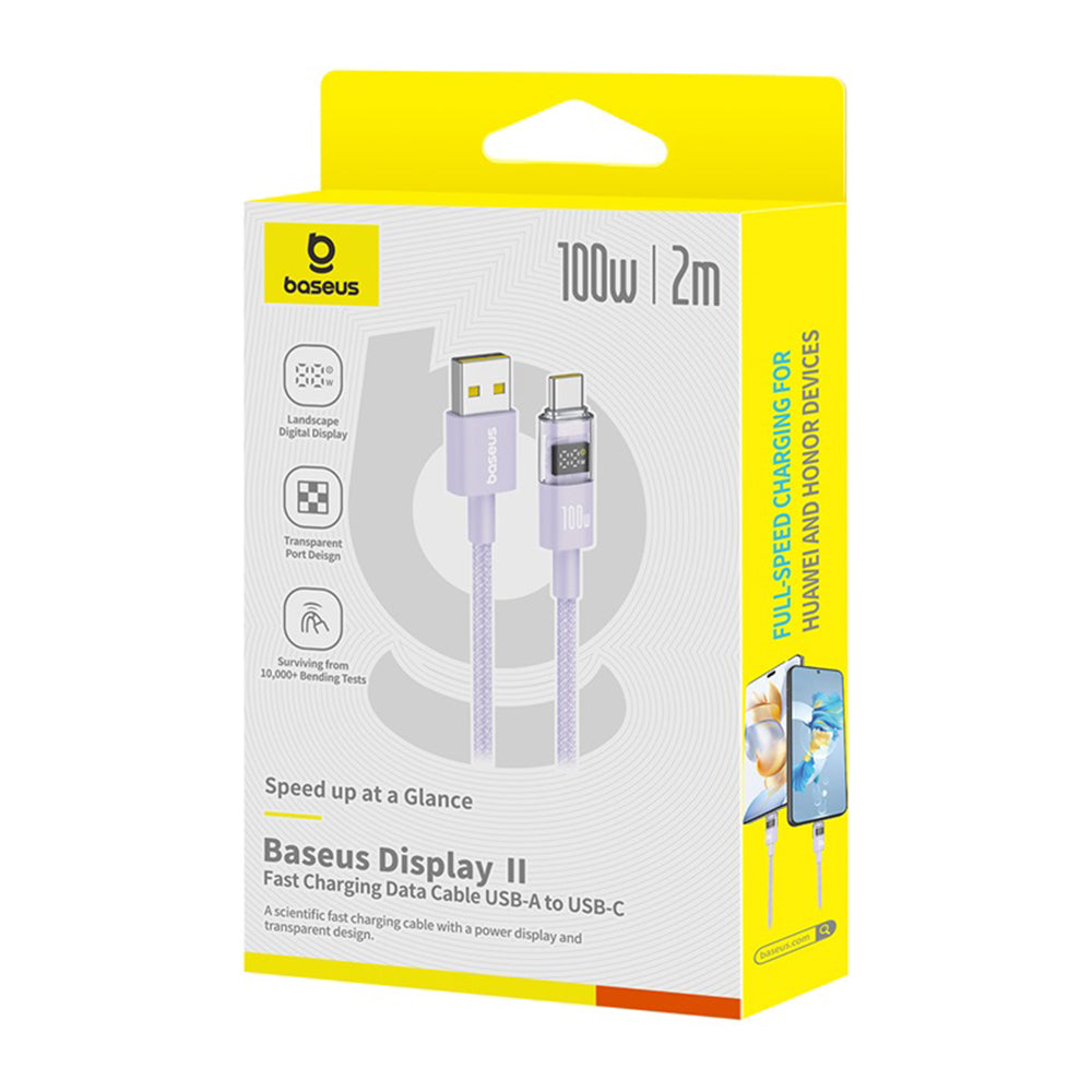 Cabo de Dados e Carregamento USB-A - USB-C Baseus Display 2, 100W, 2m, Roxo P10382701511-01
