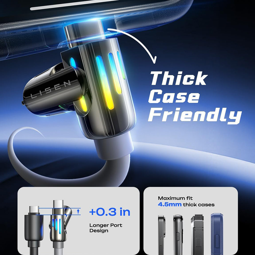 Cabo de Dados e Carregamento USB-A / USB-C - Lightning / USB-C Lisen 4in1, 240W, 2m, Cinza YL0124110002