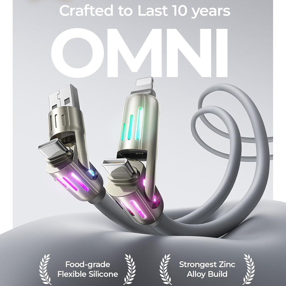 Cabo de Dados e Carregamento USB-A / USB-C - Lightning / USB-C Lisen 4in1, 240W, 2m, Cinza YL0124110002