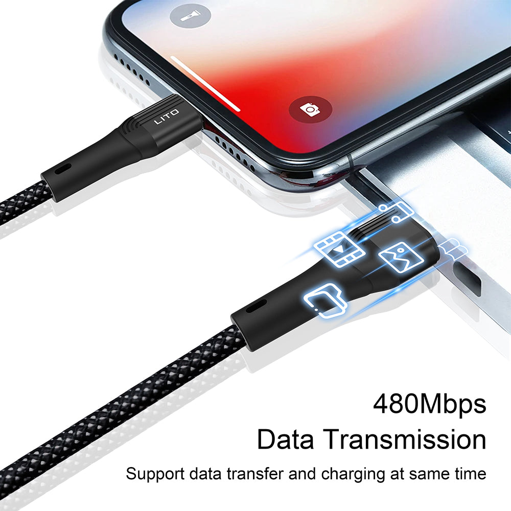 Cabo de Dados e Carregamento USB-A - USB-C Lito LD14, 60W, 1m, Preto