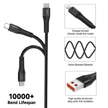 Cabo de Dados e Carregamento USB-A - USB-C Lito LD14, 60W, 1m, Preto
