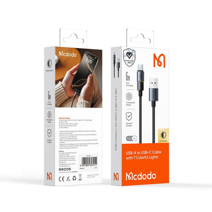 Cabo de Dados e Carregamento USB-A - USB-C McDodo CA-8180 Colorful, 66W, 1.2m, Preto