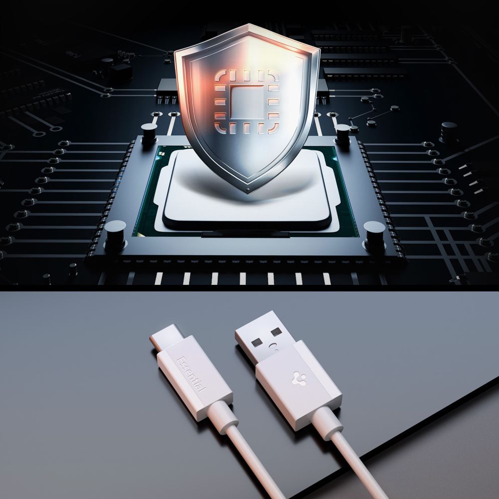 USB-A to USB-C Spigen Essential Data and Charging Cable, 60W, 1m, White