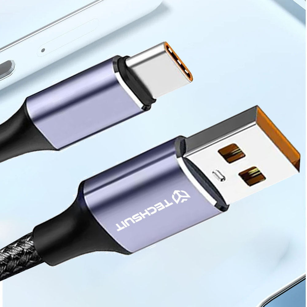 Cabo de Dados e Carregamento USB-A - USB-C Techsuit PCB018, 100W, 1m, Preto