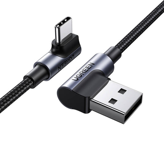 Cabo de Dados e Carregamento USB-A - USB-C UGREEN US176 Angled, 18W, 3m, Cinzento