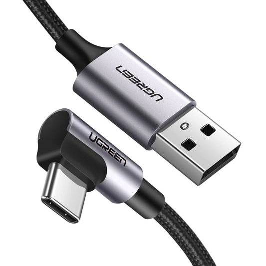 Cabo de Dados e Carregamento USB-A - USB-C UGREEN US284 Angled, 18W, 0.5m, Cinzento