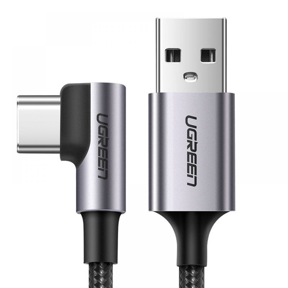 Cabo de Dados e Carregamento USB-A - USB-C UGREEN US284 Angled, 18W, 0.5m, Cinzento
