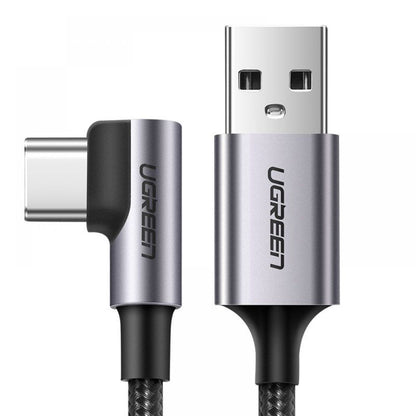 Cabo de Dados e Carregamento USB-A - USB-C UGREEN US284 Angled, 18W, 0.5m, Cinzento