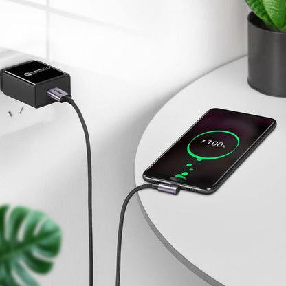 Cabo de Dados e Carregamento USB-A - USB-C UGREEN US284 Angled, 18W, 0.5m, Cinzento