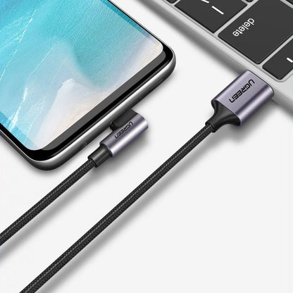 Cabo de Dados e Carregamento USB-A - USB-C UGREEN US284 Angled, 18W, 0.5m, Cinzento