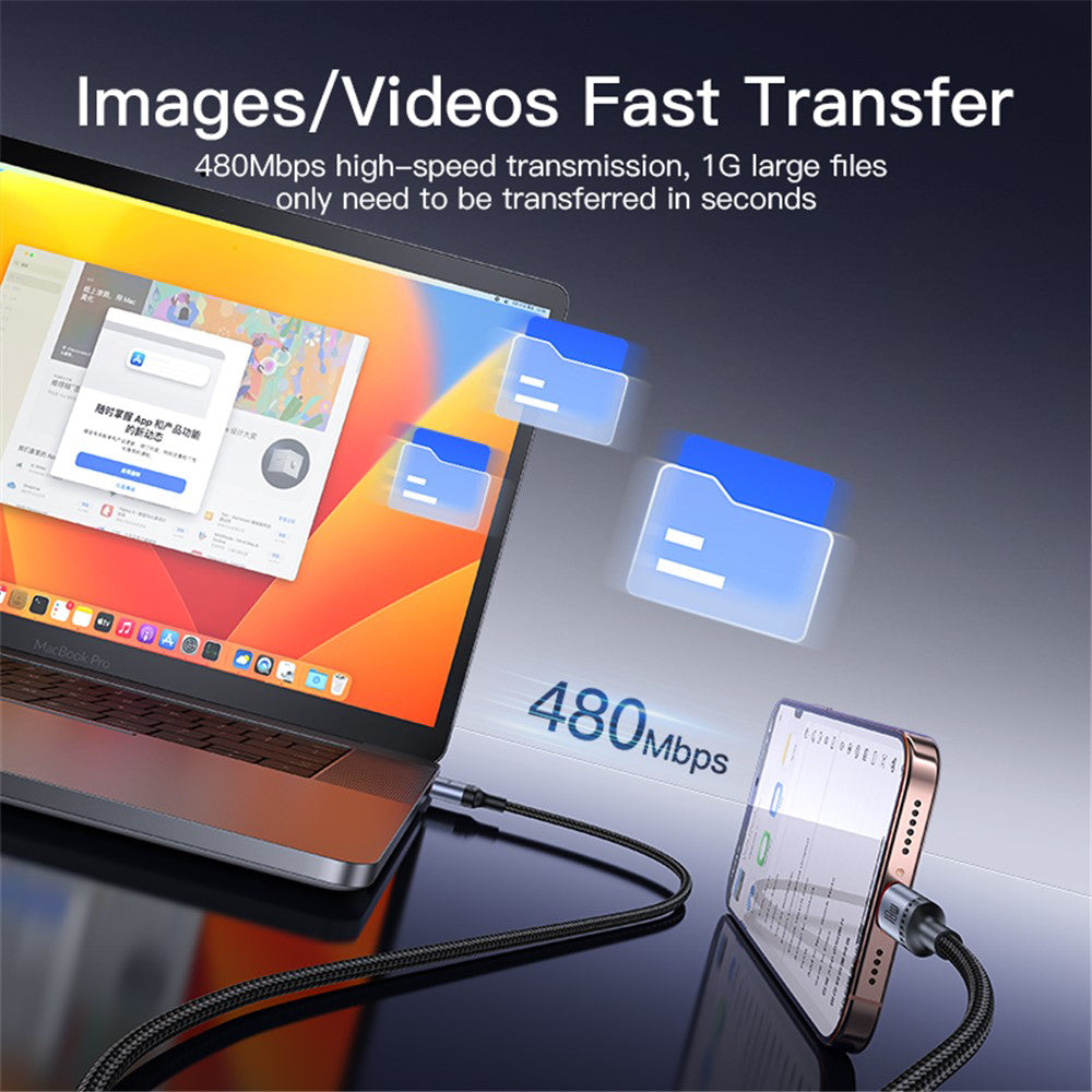 Cabo de Dados e Carregamento USB-A - USB-C Yesido CA129C, 18W, 1.2m, Preto