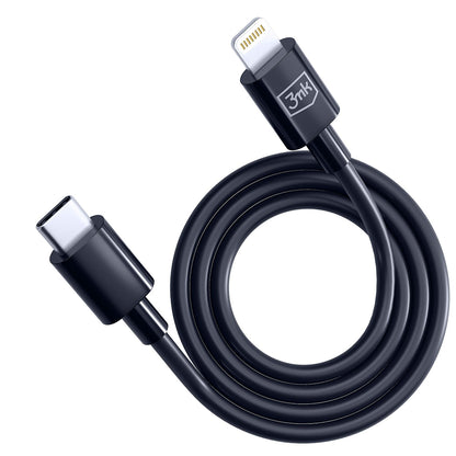 Cabo de Dados e Carregamento USB-C - Lightning 3MK Hyper, 20W, 1.2m, Preto