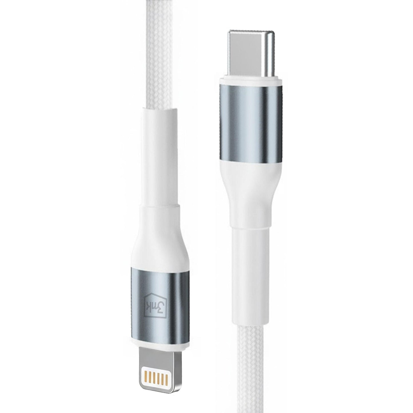 Cabo de Dados e Carregamento USB-C - Lightning 3MK Hyper N, 27W, 1m, Branco