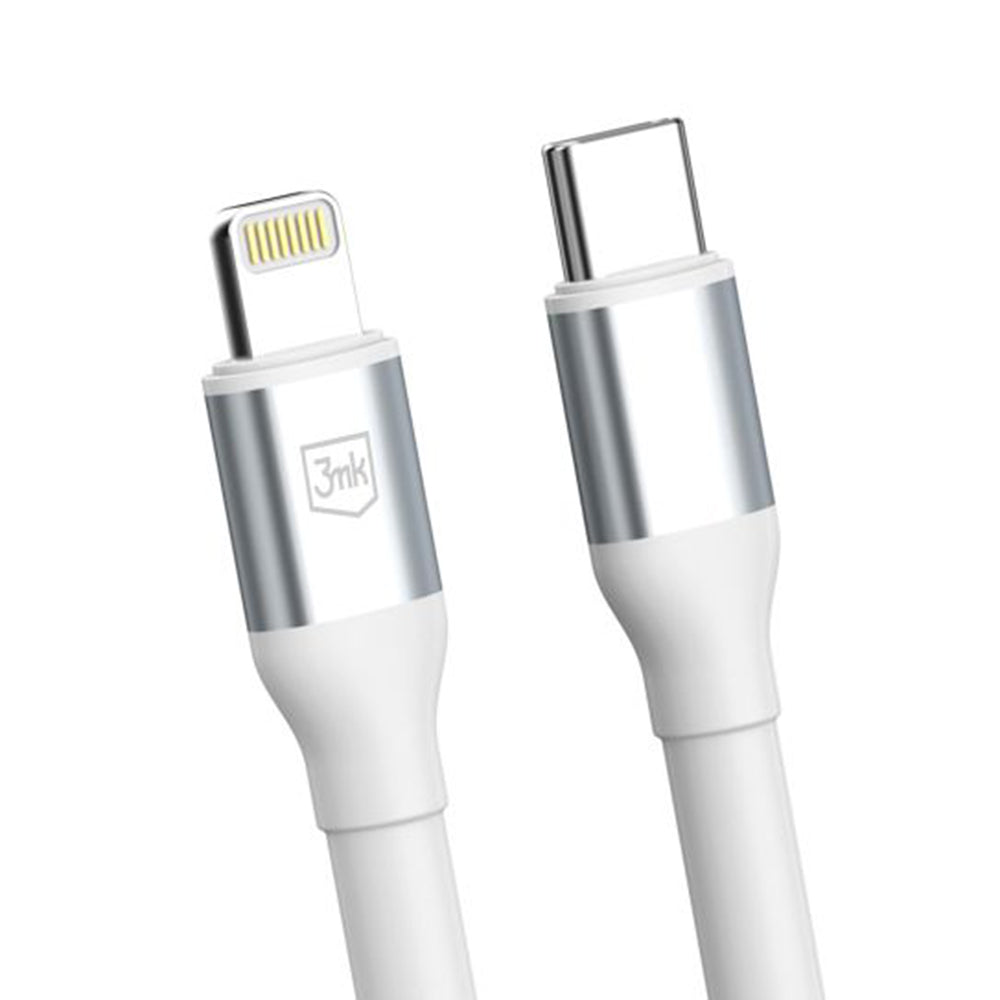 Cabo de Dados e Carregamento USB-C - Lightning 3MK Hyper N, 27W, 2m, Branco