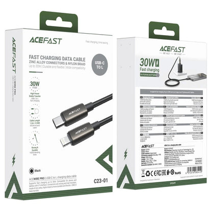 Cabo de Dados e Carregamento USB-C - Lightning Acefast C23-01, 30W, 1.2m, Preto
