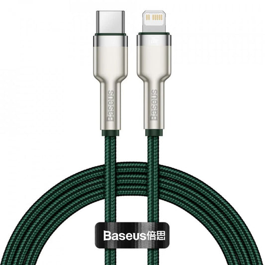 Cabo de Dados e Carregamento USB-C - Lightning Baseus Cafule Metal, 20W, 1m, Verde CATLJK-A06