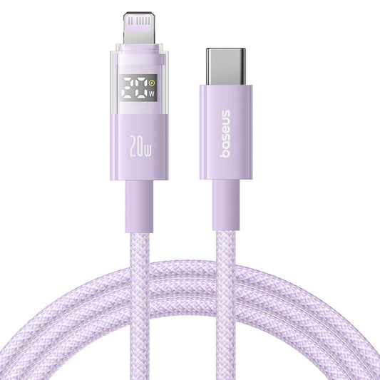 Cabo de Dados e Carregamento USB-C - Lightning Baseus Display 2, 20W, 2m, Roxo P10382703511-01