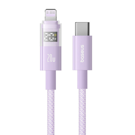Cabo de Dados e Carregamento USB-C - Lightning Baseus Display 2, 20W, 2m, Roxo P10382703511-01