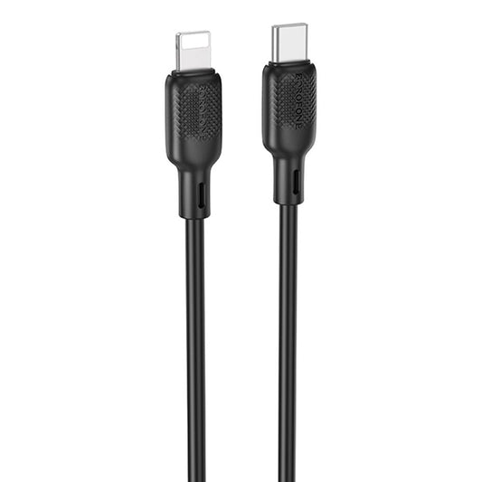 Cabo de Dados e Carregamento USB-C - Lightning Borofone BX113 Lenny, 27W, 2m, Preto