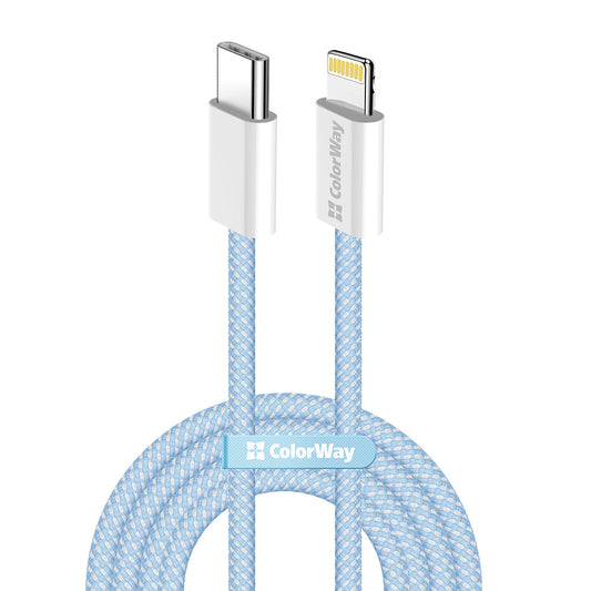 Cabo de Dados e Carregamento USB-C - Lightning ColorWay CW-CBPDCL061, 27W, 1m, Azul
