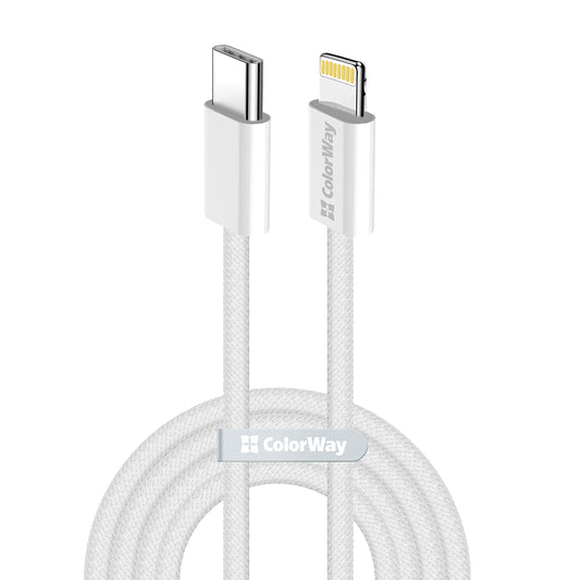 Cabo de Dados e Carregamento USB-C - Lightning ColorWay CW-CBPDCL061, 27W, 1m, Cinzento