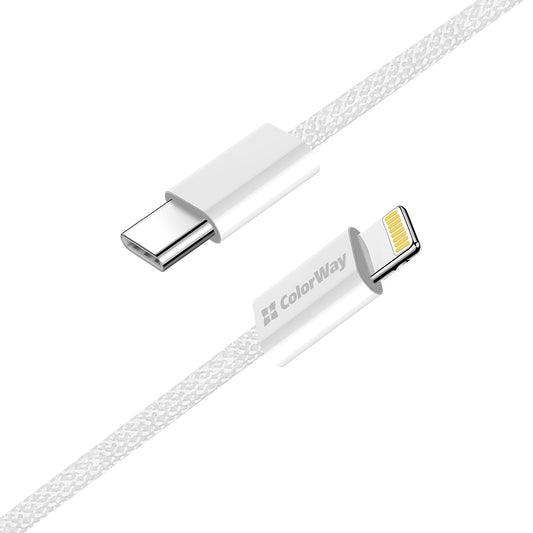Cabo de Dados e Carregamento USB-C - Lightning ColorWay CW-CBPDCL061, 27W, 1m, Cinzento