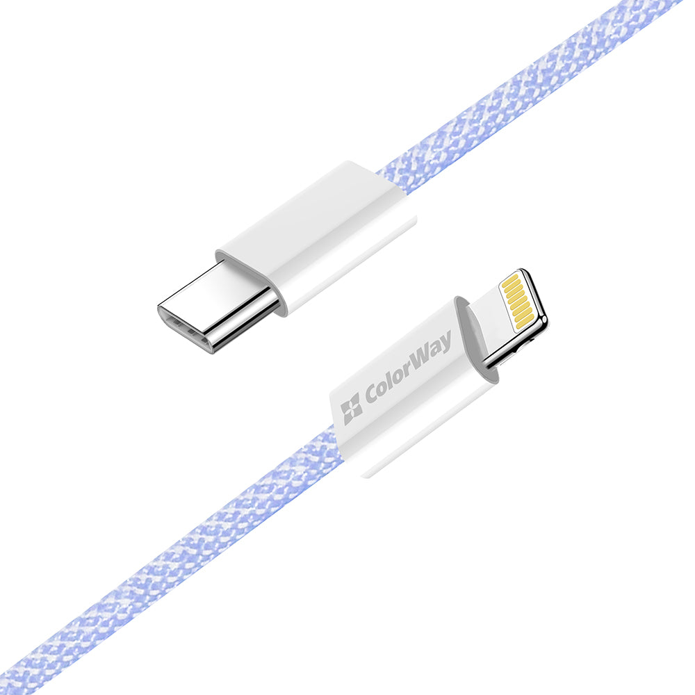Cabo de Dados e Carregamento USB-C - Lightning ColorWay CW-CBPDCL061, 27W, 1m, Roxo