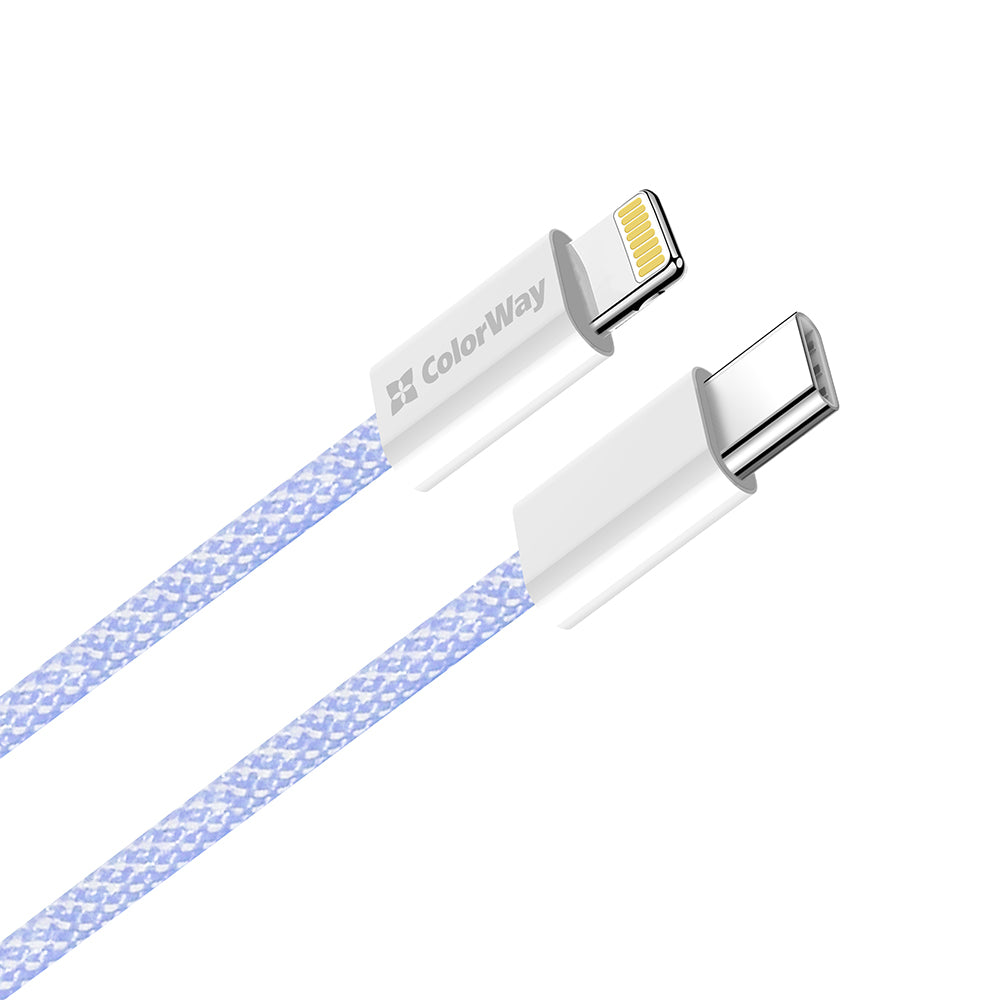 Cabo de Dados e Carregamento USB-C - Lightning ColorWay CW-CBPDCL061, 27W, 1m, Roxo