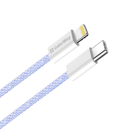 Cabo de Dados e Carregamento USB-C - Lightning ColorWay CW-CBPDCL061, 27W, 1m, Roxo